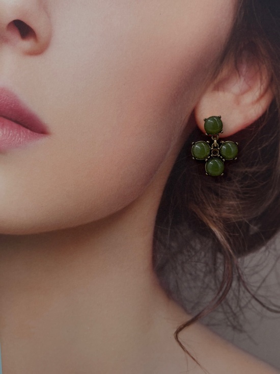 J. Crew Jewelry - J.Crew Vintage Gold Plated Resin Crystals Drop Earrings flawed